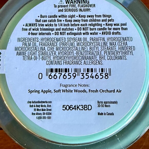 NEW BLUE ORCHARD SKIES Single Wick Candle 8oz Bath & Body Works - Picture 3 of 3